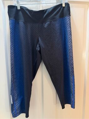 C9 by Champion XXL Capri Leggings Black Blue Geometric Mesh Zip Pocket